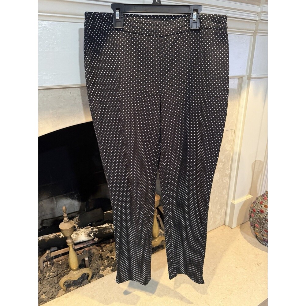 Talbots Chatham Black w White Polka Dots Side Zip Ankle Pants Size 6
